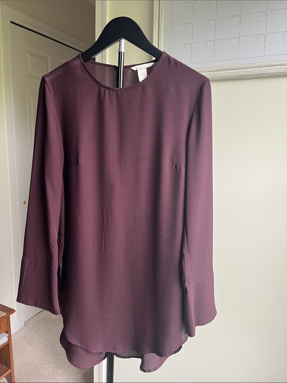 H&M Plum Long-Sleeve Round-Neck Blouse